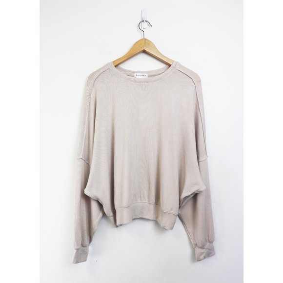 NWT Lovers + Friends Slouchy Raw Edge Sweatshirt Pullover Soft Beige Ivory Small - Picture 4 of 8